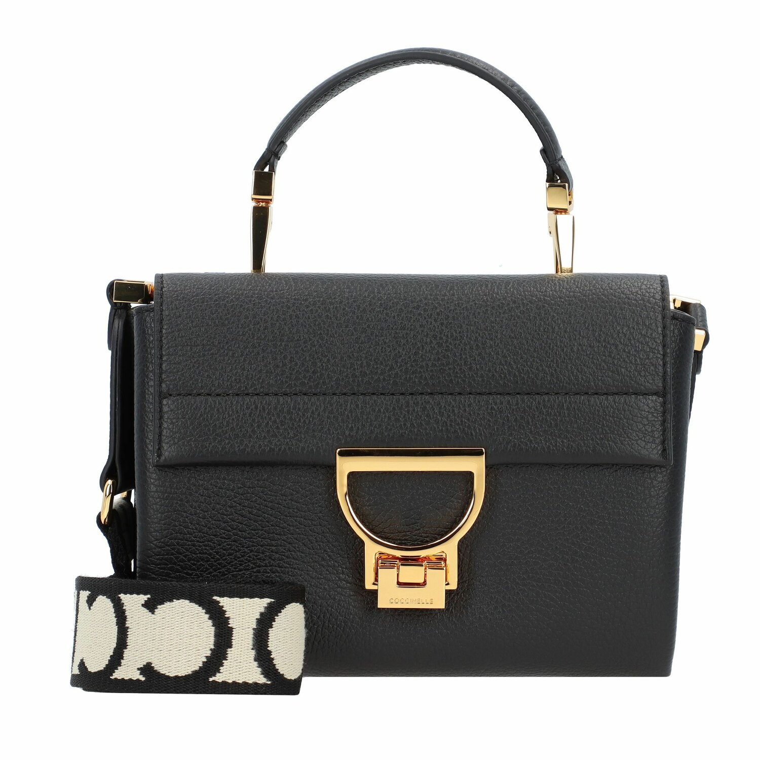 Coccinelle Arlettis Signature Sac main Cuir 20 cm noir sur