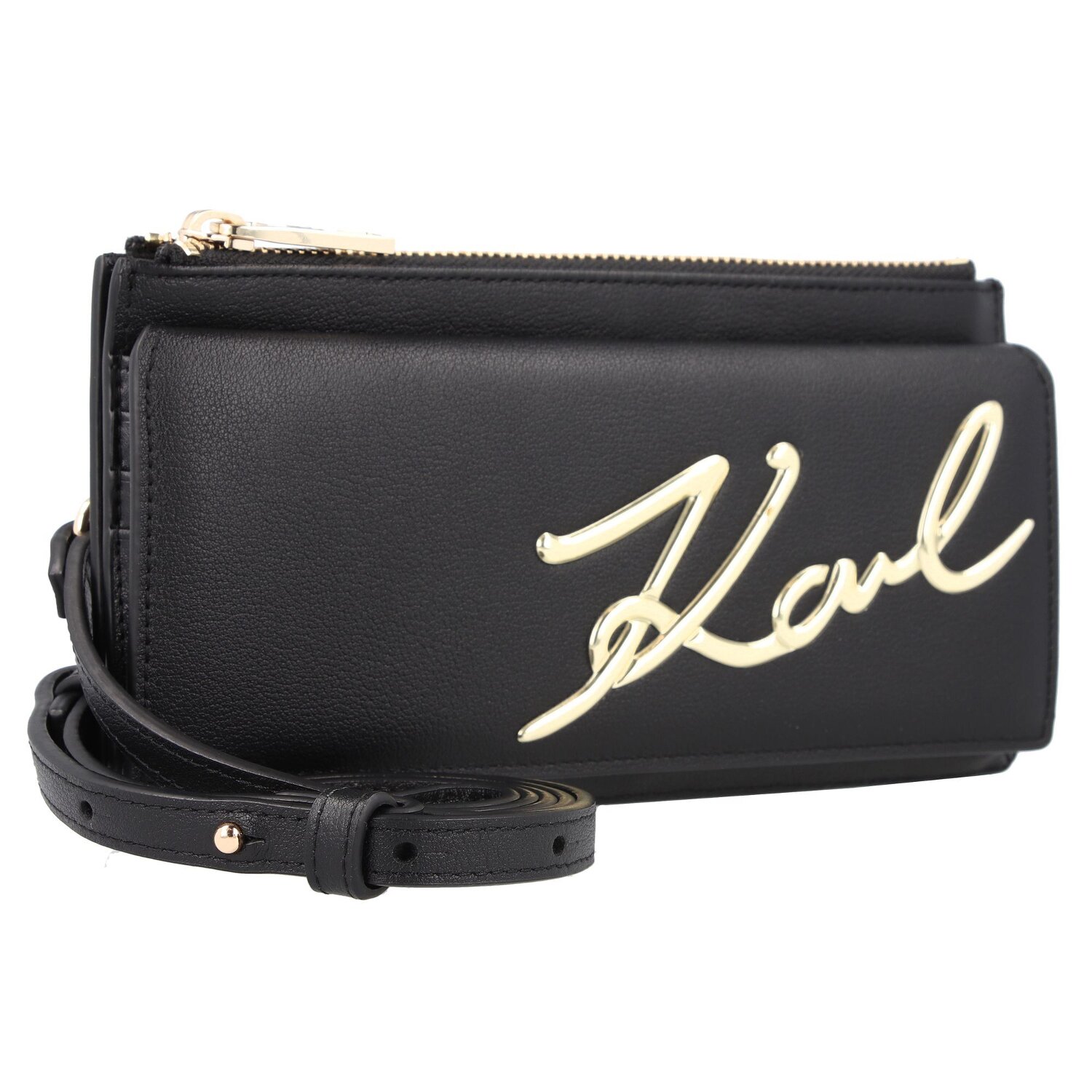 Karl Lagerfeld Signature 2.0 Sac pochette Cuir 20 cm black gold sur Bagage24