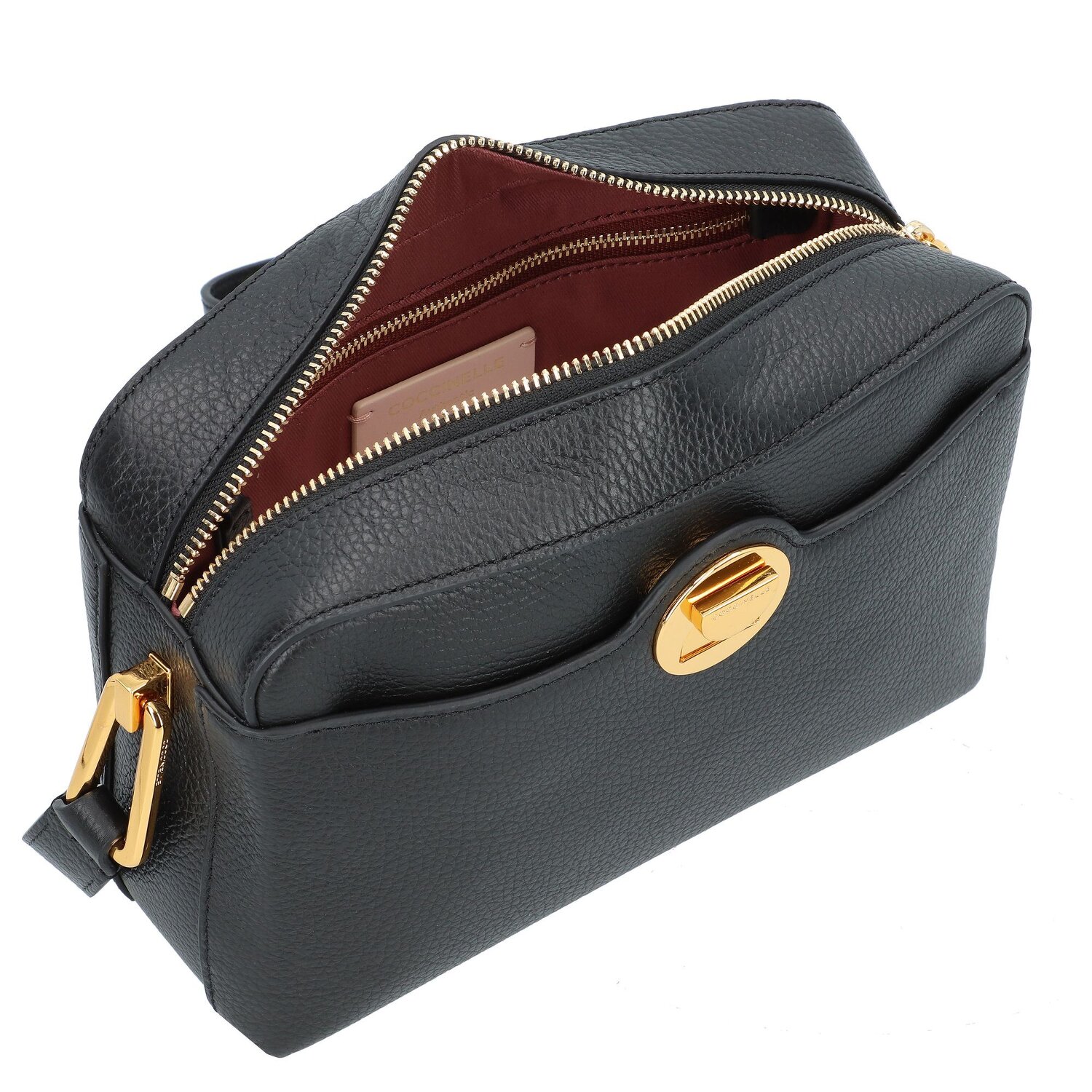 Coccinelle Liya Sac bandouli re Cuir 22.5 cm noir noir sur